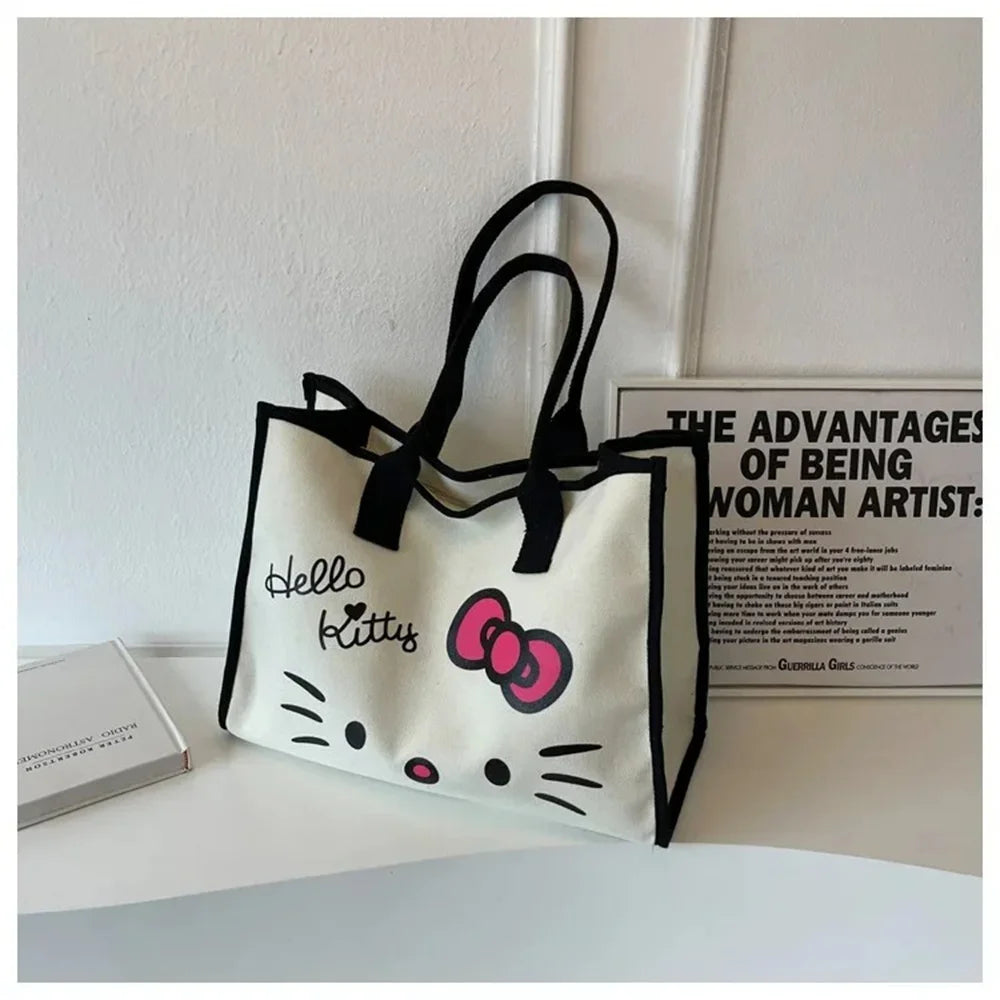 Hello hot Kitty large canvas tote bag