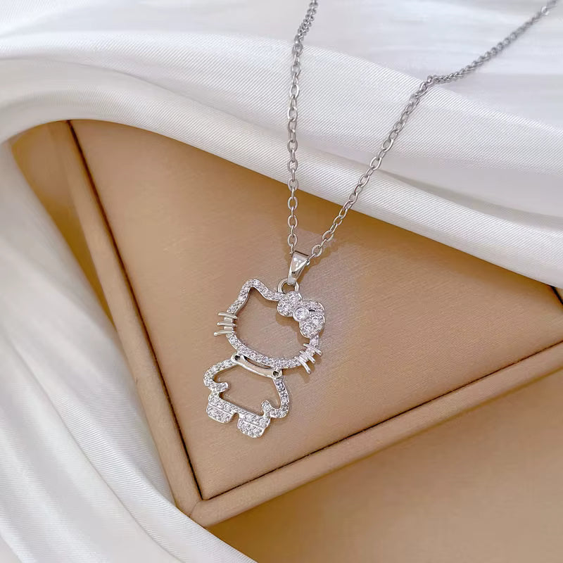 Kawaii Hello Kitty Crystal Pendant Necklace
