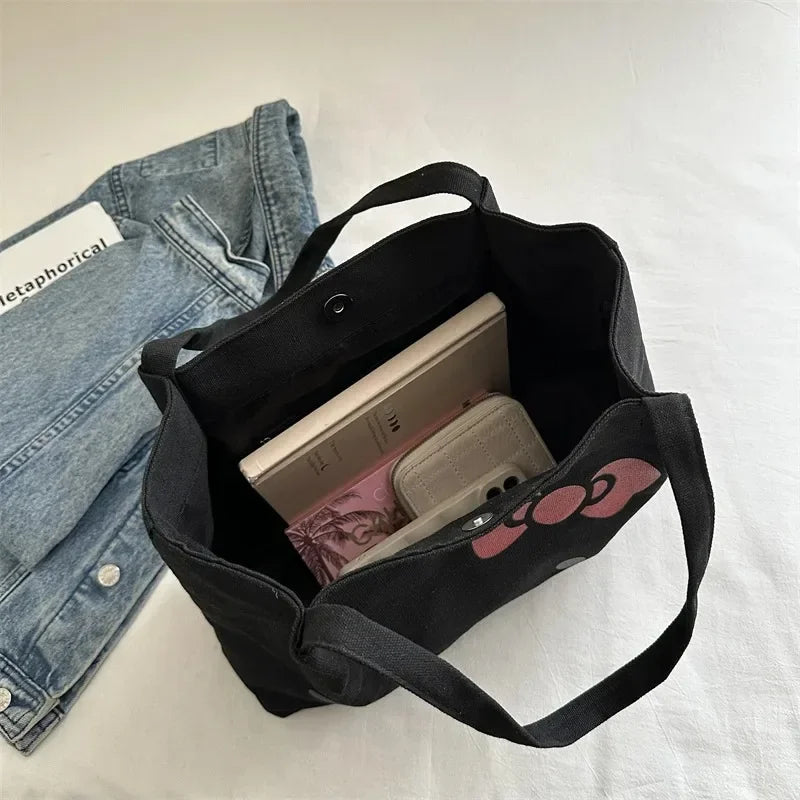 Kawaii Hello Kitty Canvas Shoulder Bag (Black & Red)