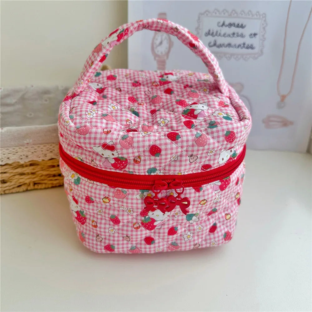 Kawaii Hello Kitty Embroidered Makeup Bag