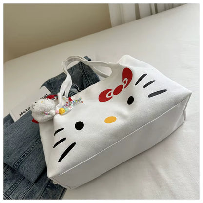 Kawaii Hello Kitty Canvas Shoulder Bag (Black & White)