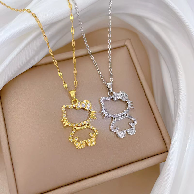 Kawaii Hello Kitty Crystal Pendant Necklace