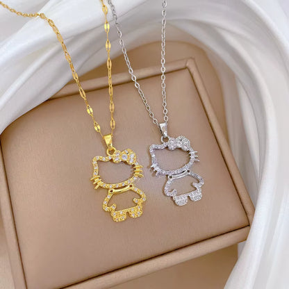 Kawaii Hello Kitty Crystal Pendant Necklace