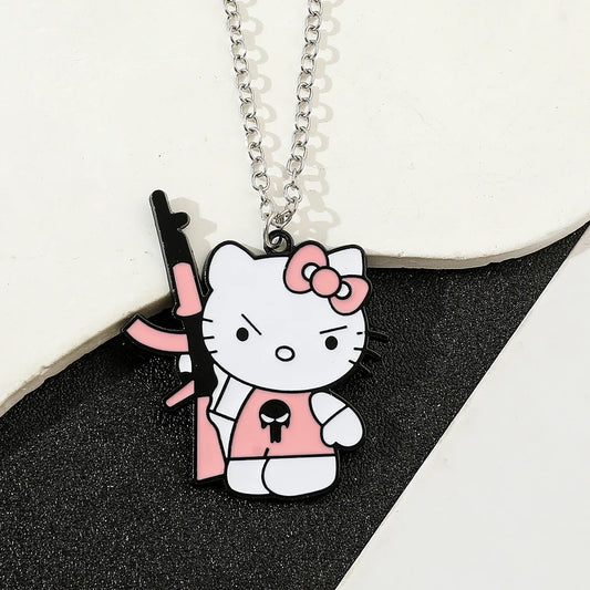 Kawaii Warrior Kitty Pendant Necklace