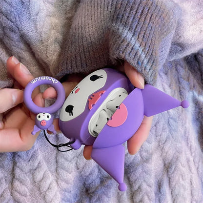 Kawaii Kuromi Purple AirPods Case with Keyring