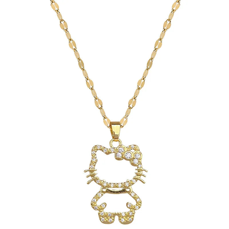 Kawaii Hello Kitty Crystal Pendant Necklace