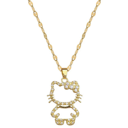 Kawaii Hello Kitty Crystal Pendant Necklace