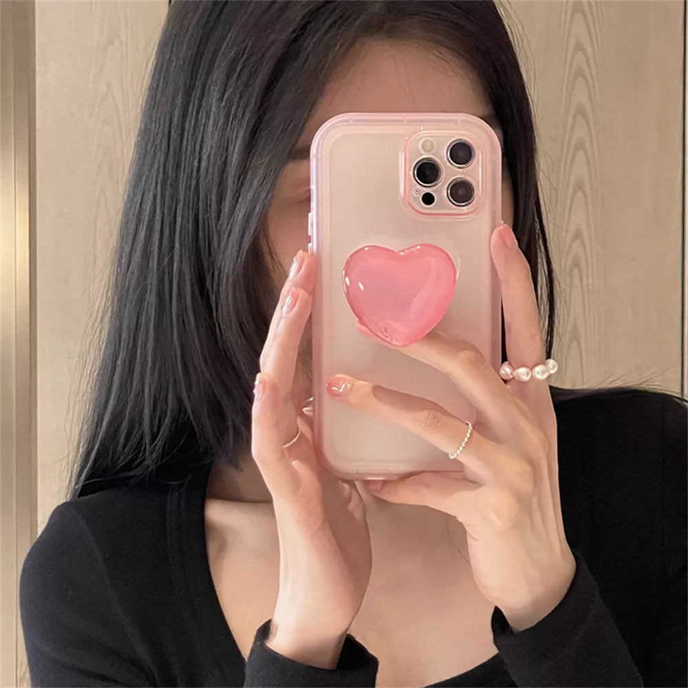 Kawaii Jelly iPhone Case with Love Heart Holder