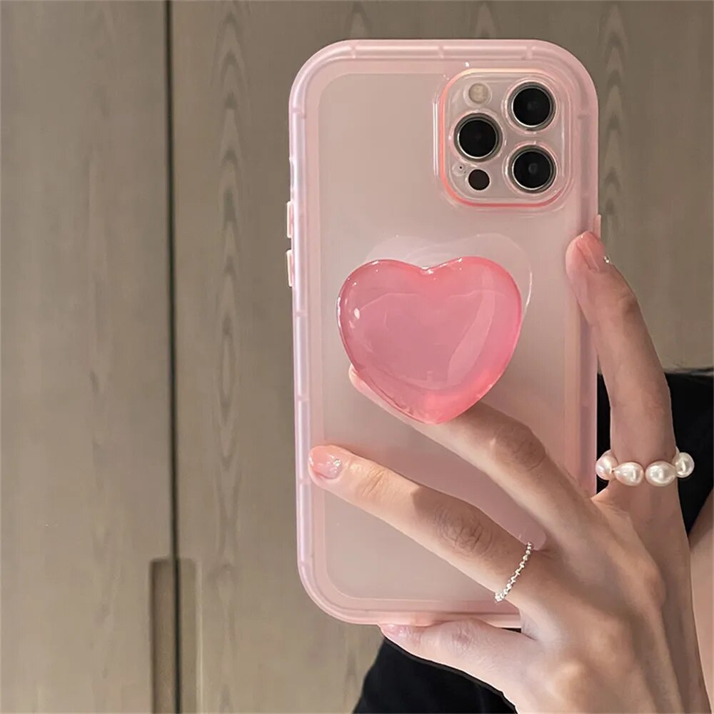 Kawaii Jelly iPhone Case with Love Heart Holder