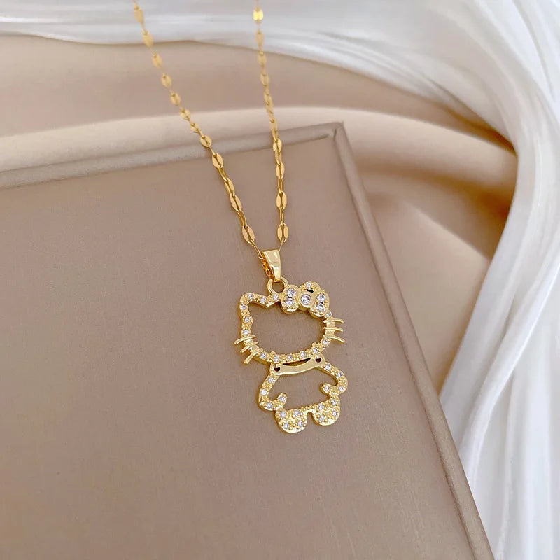 Kawaii Hello Kitty Crystal Pendant Necklace