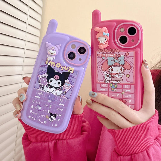 Kawaii Retro Antenna iPhone Case (Kuromi & My Melody)