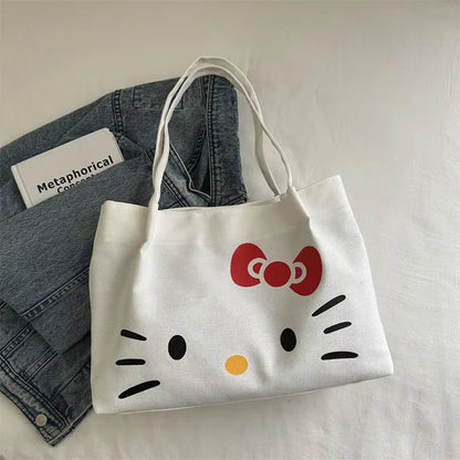 Kawaii Hello Kitty Canvas Shoulder Bag (Black & White)