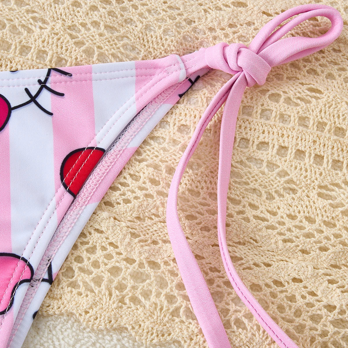 Kawaii Hello Kitty Pink Stripe Bikinis