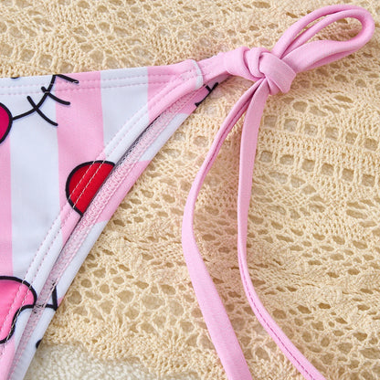 Kawaii Hello Kitty Pink Stripe Bikinis