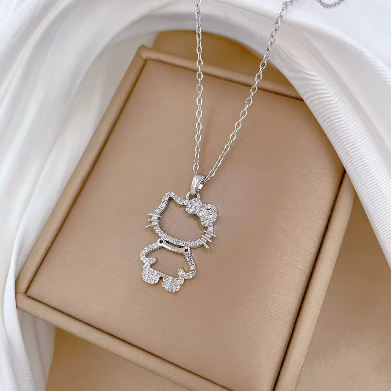 Kawaii Hello Kitty Crystal Pendant Necklace
