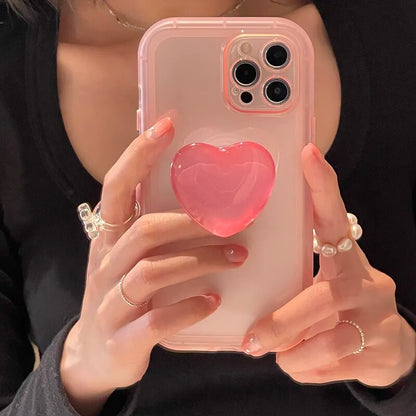 Kawaii Jelly iPhone Case with Love Heart Holder