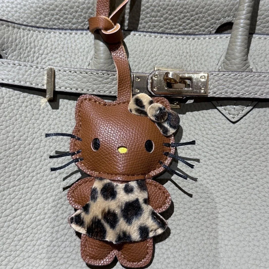 Kawaii Hello Kitty Leather Leopard Bag Charm