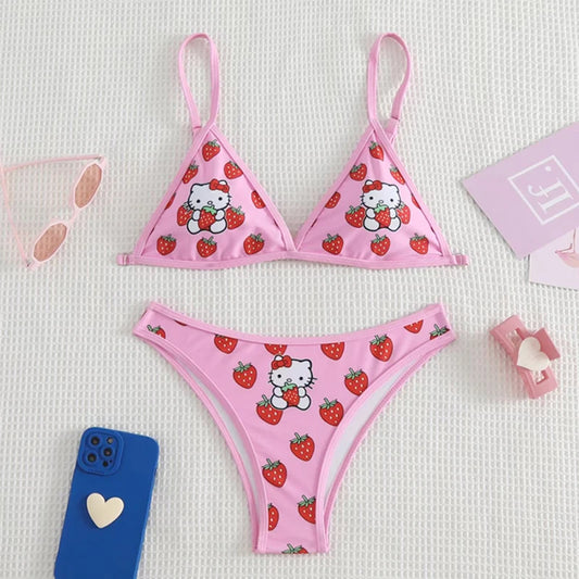 Kawaii Hello Kitty Strawberry Bikinis