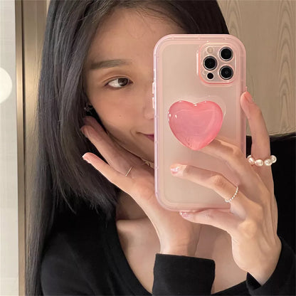 Kawaii Jelly iPhone Case with Love Heart Holder