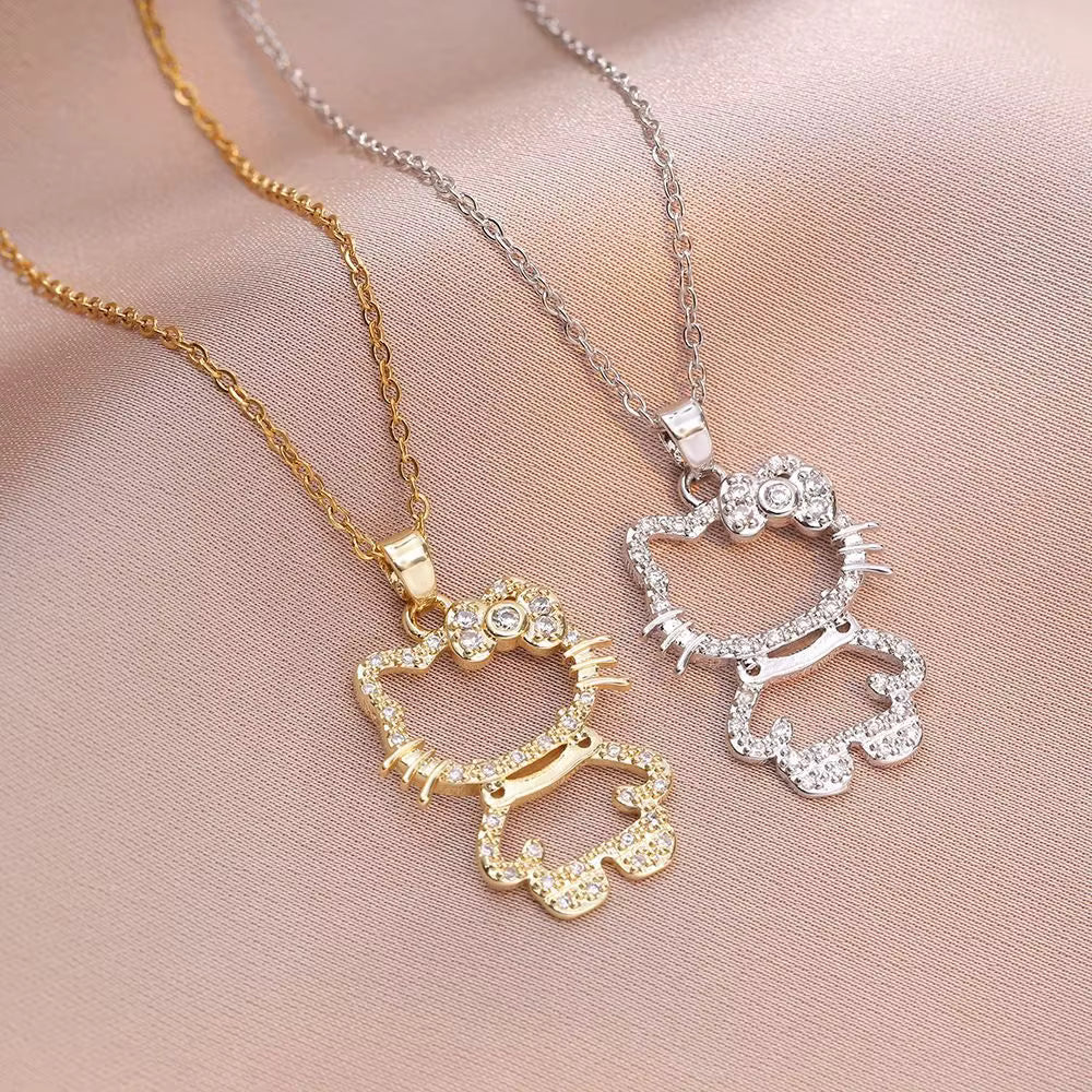 Kawaii Hello Kitty Crystal Pendant Necklace