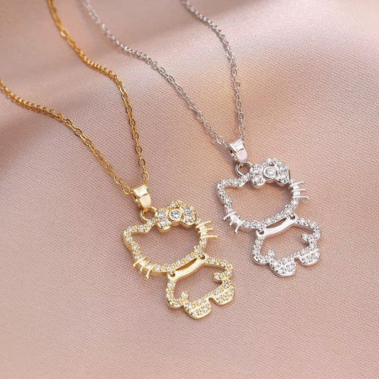 Kawaii Hello Kitty Crystal Pendant Necklace