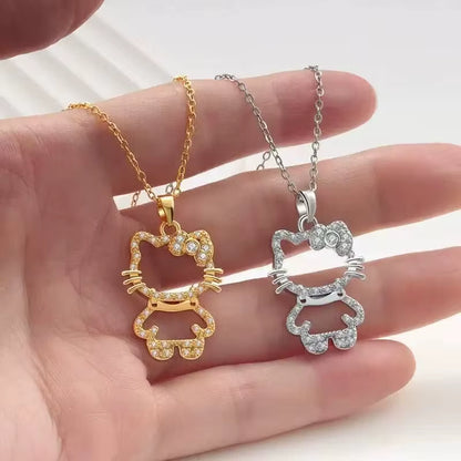 Kawaii Hello Kitty Crystal Pendant Necklace