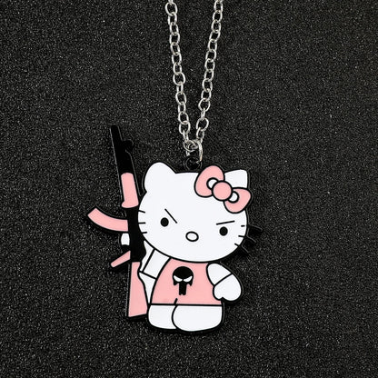 Kawaii Warrior Kitty Pendant Necklace