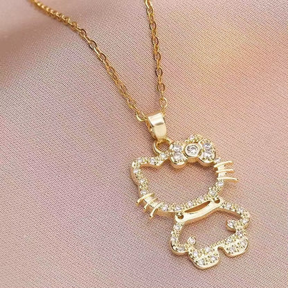 Kawaii Hello Kitty Crystal Pendant Necklace
