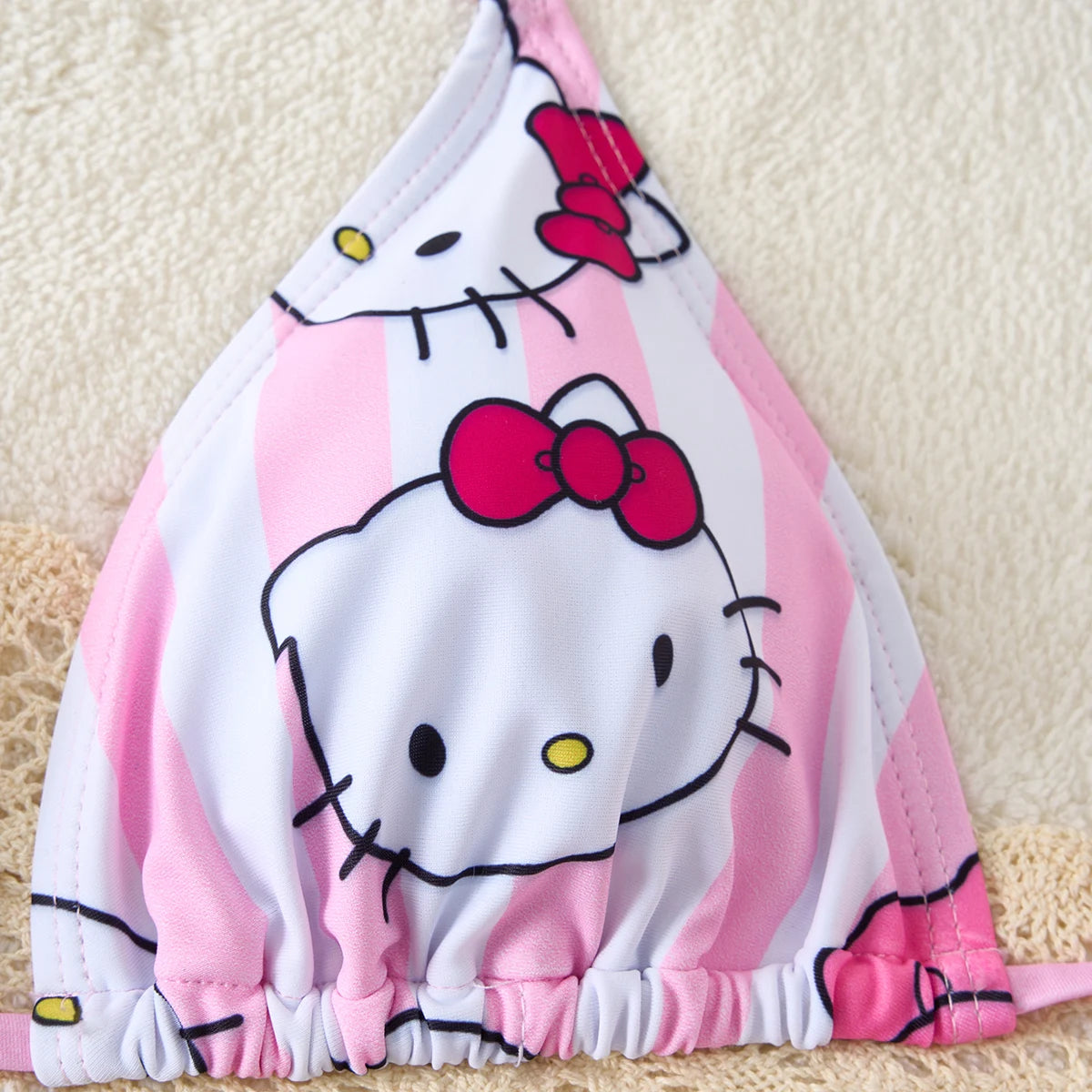 Kawaii Hello Kitty Pink Stripe Bikinis