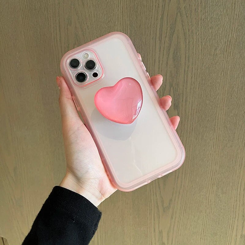 Kawaii Jelly iPhone Case with Love Heart Holder