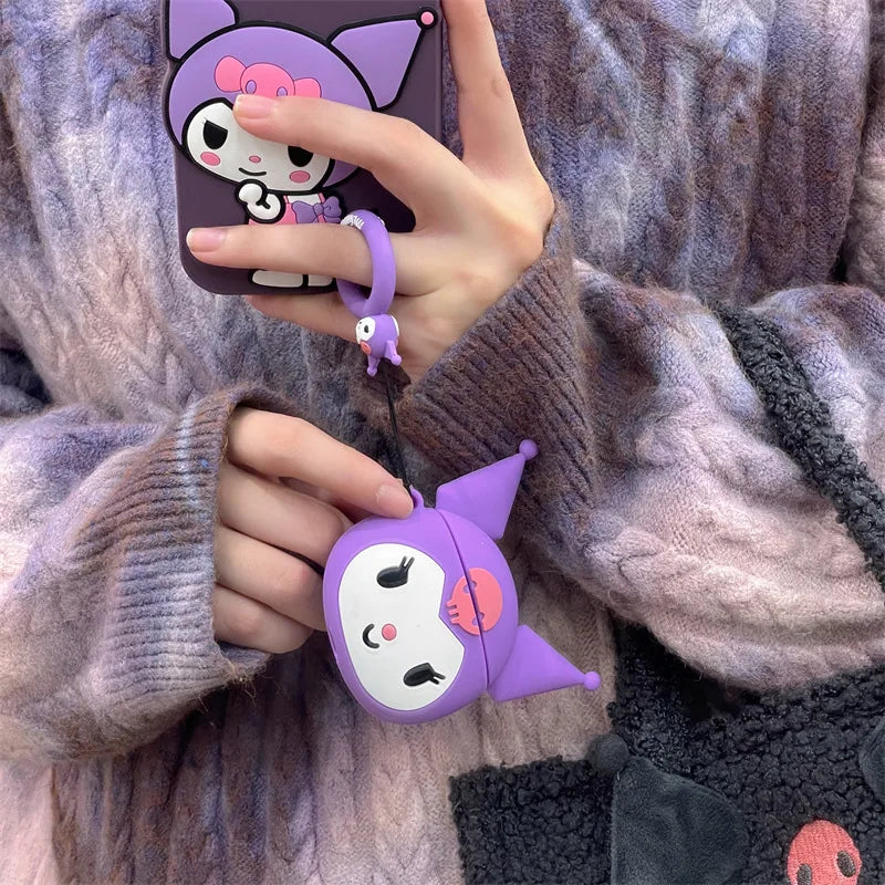 Kawaii Kuromi Purple AirPods Case with Keyring