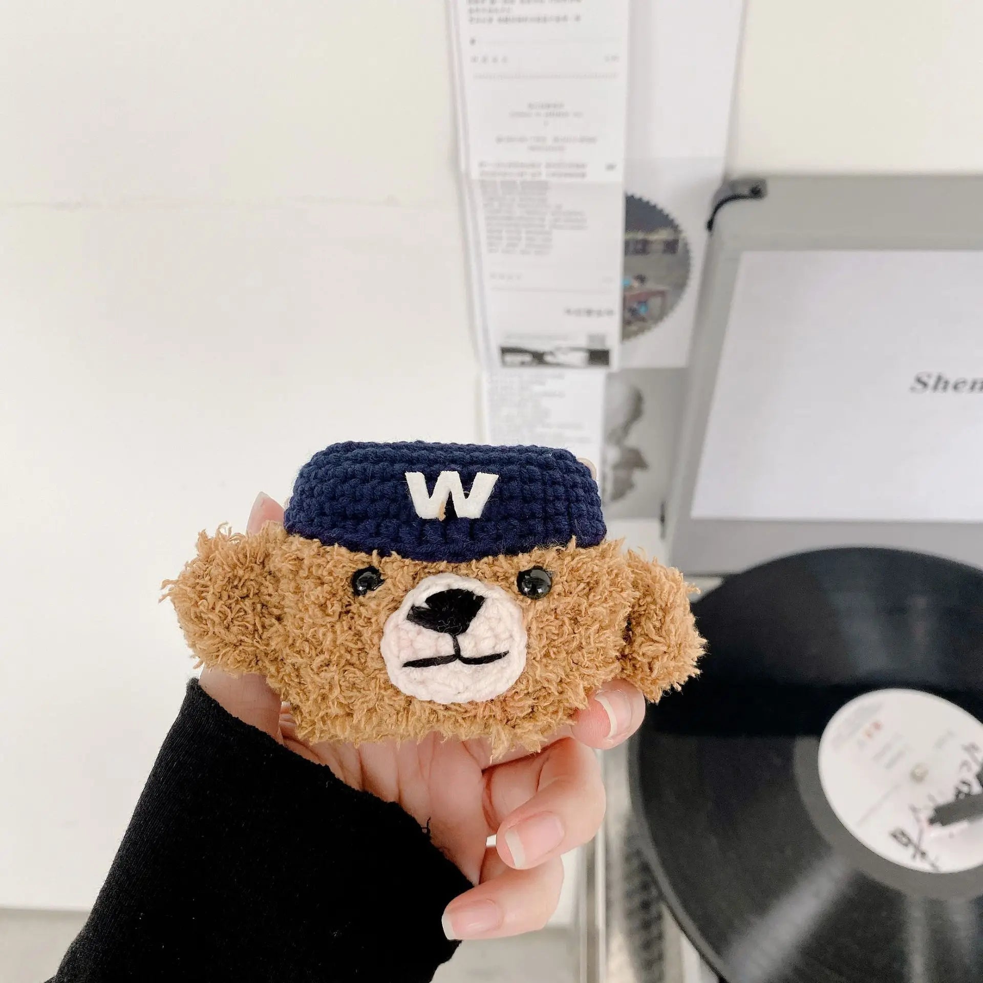 Kawaii Blue Hat Teddy Bear Plush AirPods Case - KAWAII LULU