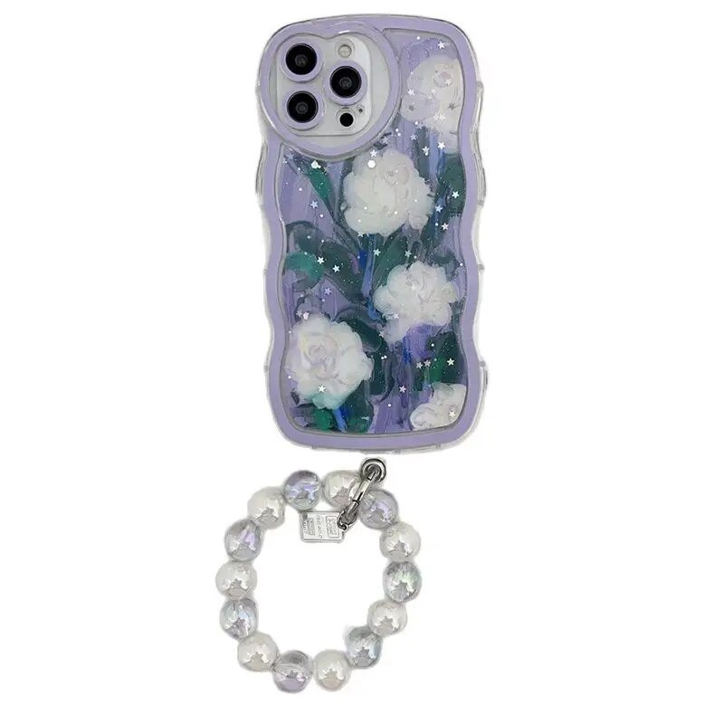 Kawaii Epoxy Glitter Flower iPhone Case with Bracelet - KAWAII LULU
