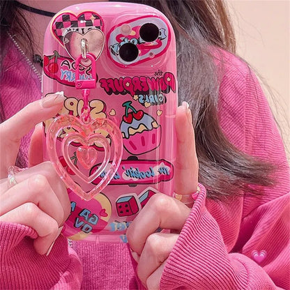 Kawaii Funky iPhone Case with Love Heart Pendant - KAWAII LULU