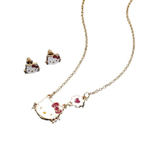 Kawaii Hello Kitty Necklace Earring Jewelry - Temu