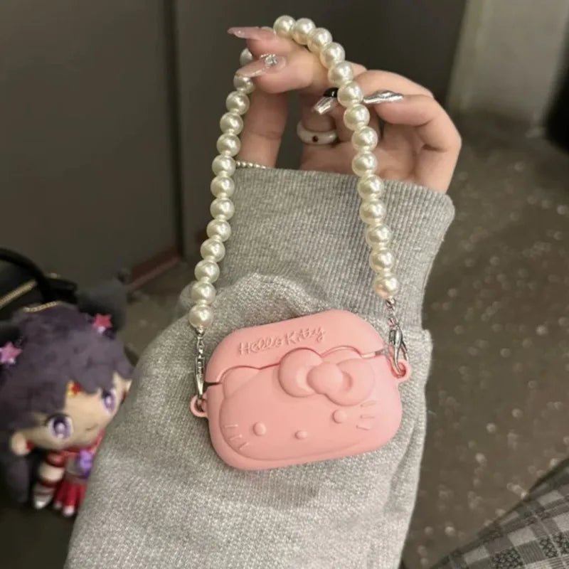 Kawaii Hello Kitty Pink AirPods Case with Pearl Chain - KAWAII LULU