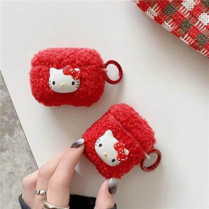 Kawaii Hello Kitty Red Plush AirPods Case - KAWAII LULU