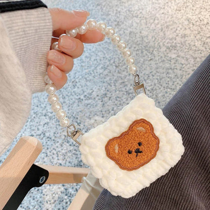 Kawaii Knitted Bag AirPods Case with Pearl Chain - KAWAII LULU