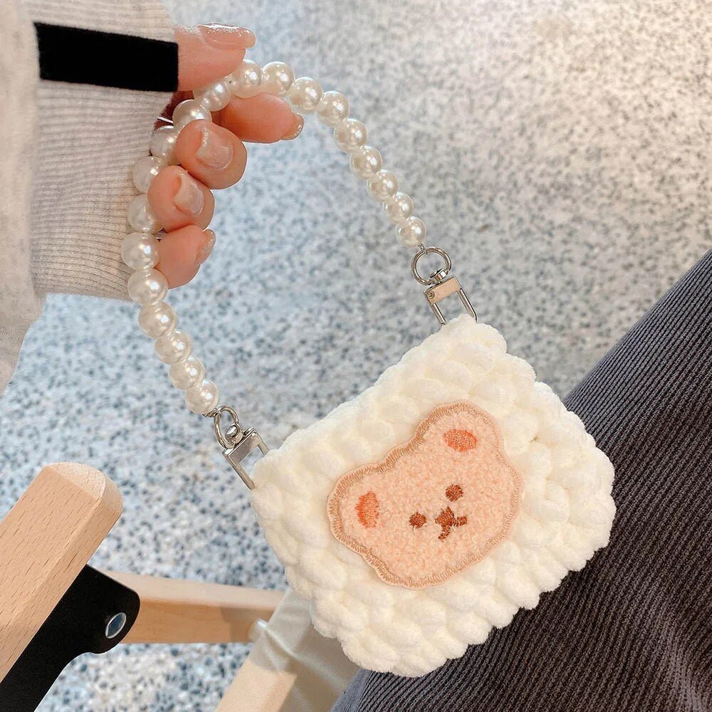Kawaii Knitted Bag AirPods Case with Pearl Chain - KAWAII LULU