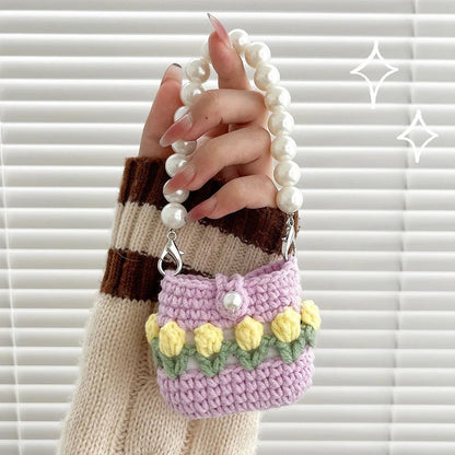 Kawaii Knitted Flower AirPods Case with Pear Chain - KAWAII LULU