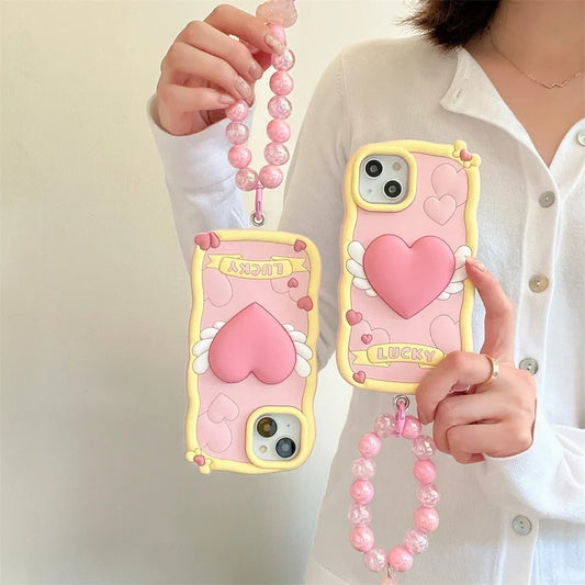 Kawaii Love Heart iPhone Case with Bracelet - KAWAII LULU
