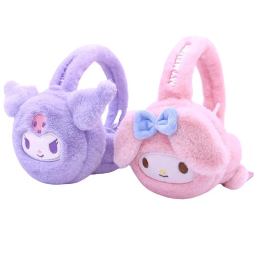 Kawaii Plush Earmuffs (Kuromi & My Melody) - KAWAII LULU