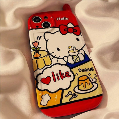 Kawaii Retro Antenna Hello Kitty iPhone Case Red - KAWAII LULU