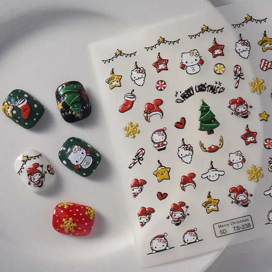 Kawaii Sanrio Christmas Nail Sticker - KAWAII LULU